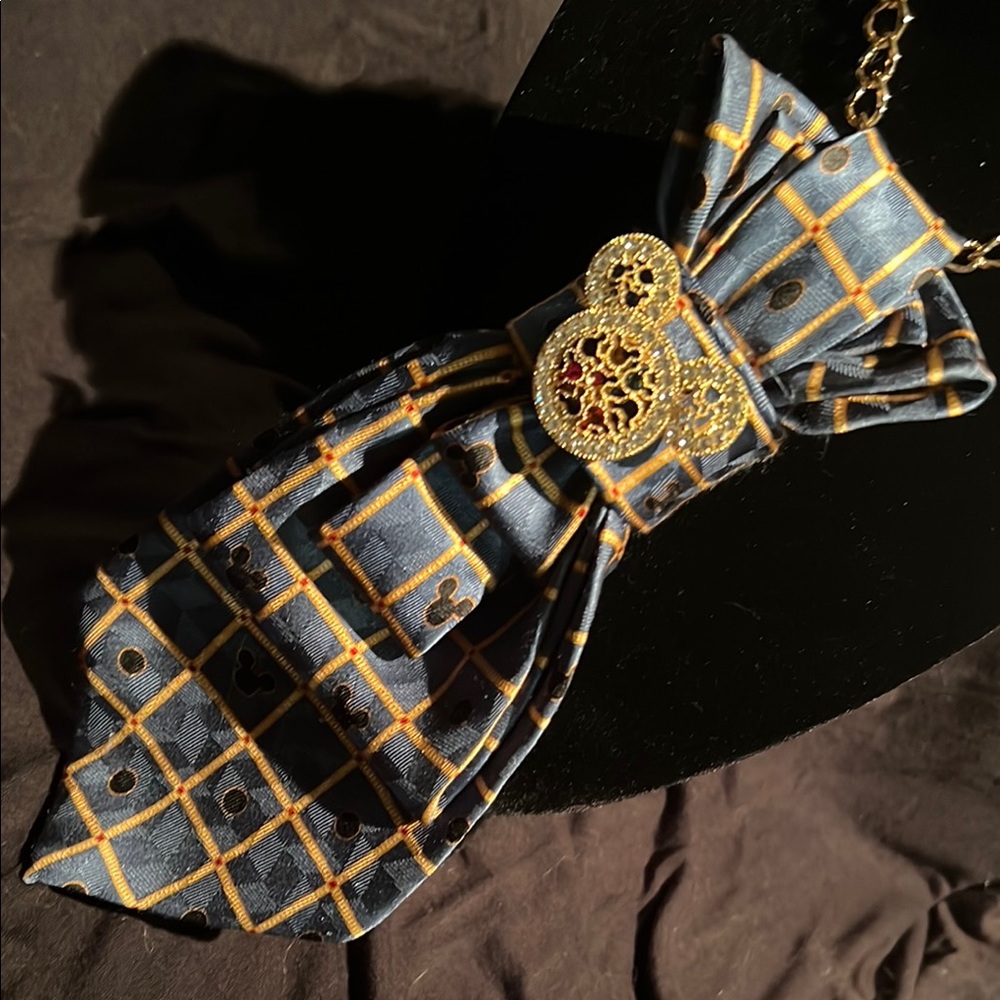 Disney Blue and Gold Plaid Scarf with Mickey Accents
